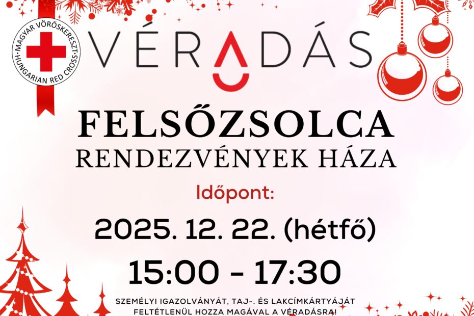 Véradást szerveznek decemberben