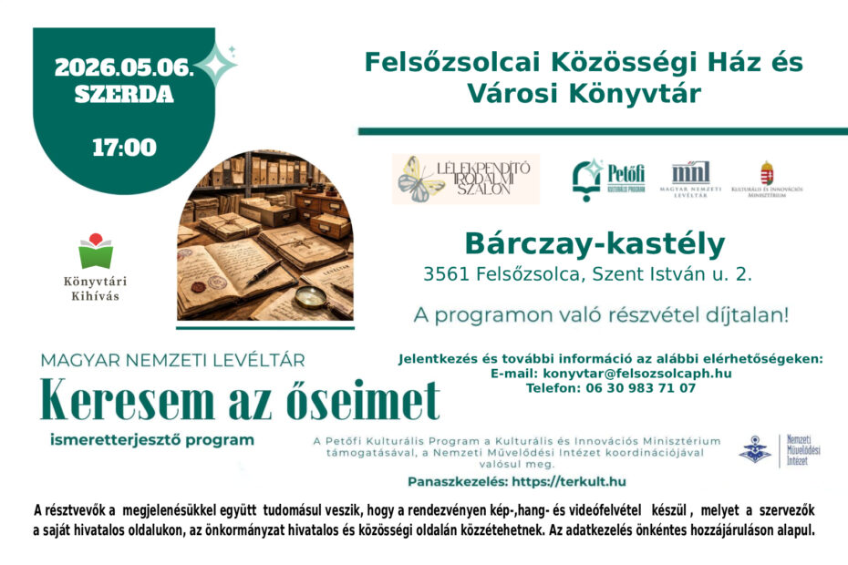 Keresem az őseimet – Családtörténeti kutatás a Lélekpendítő Irodalmi Szalon következő alkalmán