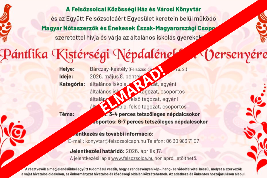 Elmarad a Pántlika Kistérségi Népdaléneklési Verseny