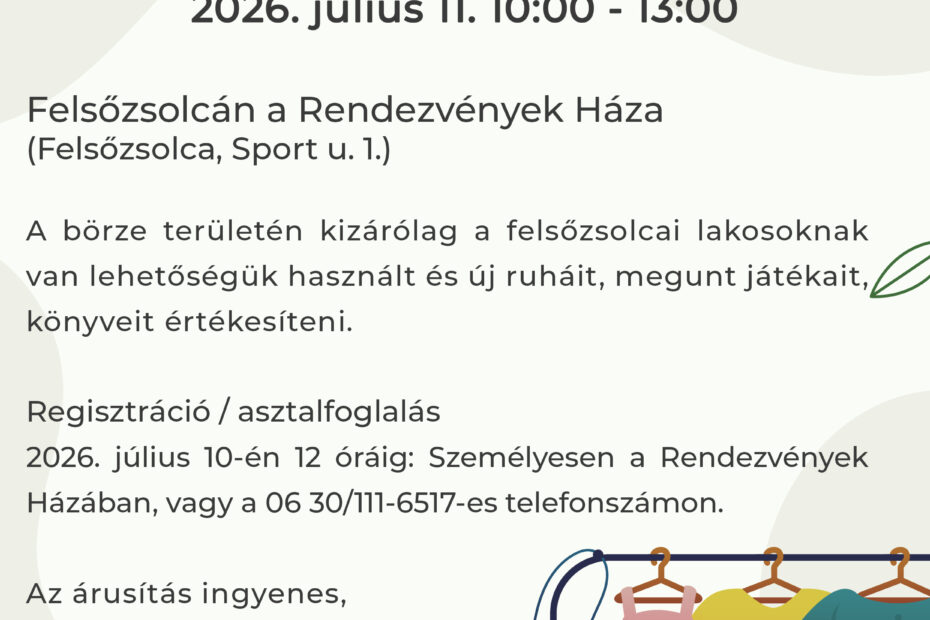 Zsolca Börze – Jelentkezz eladónak!