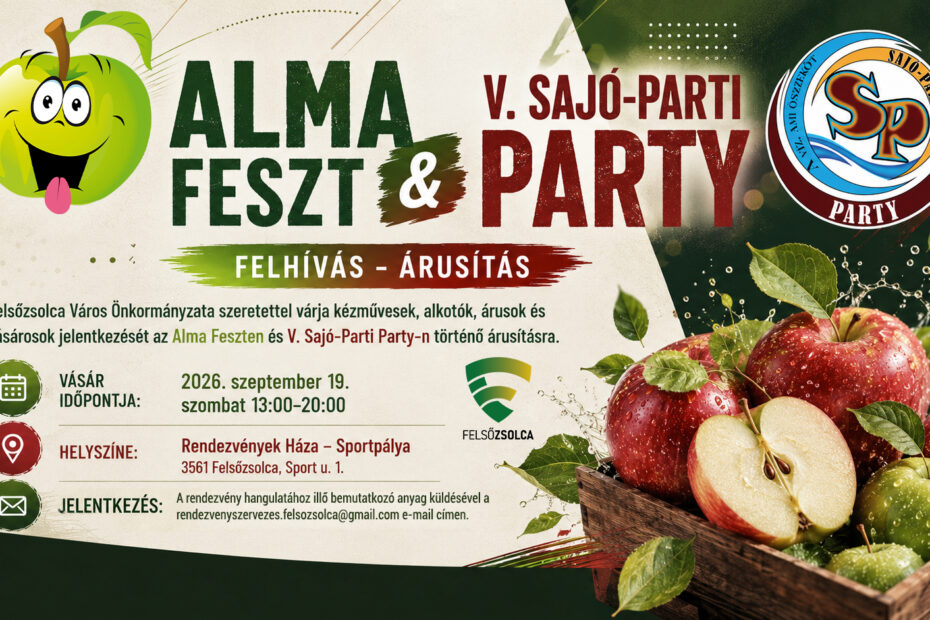 Árusok jelentkezését várja az Önkormányzat az Alma Fesztre és V. Sajó-parti Partyra