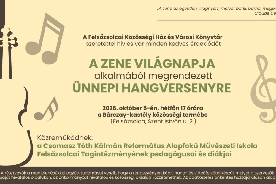 Ünnepi hangverseny a Zene Világnapja alkalmából Felsőzsolcán