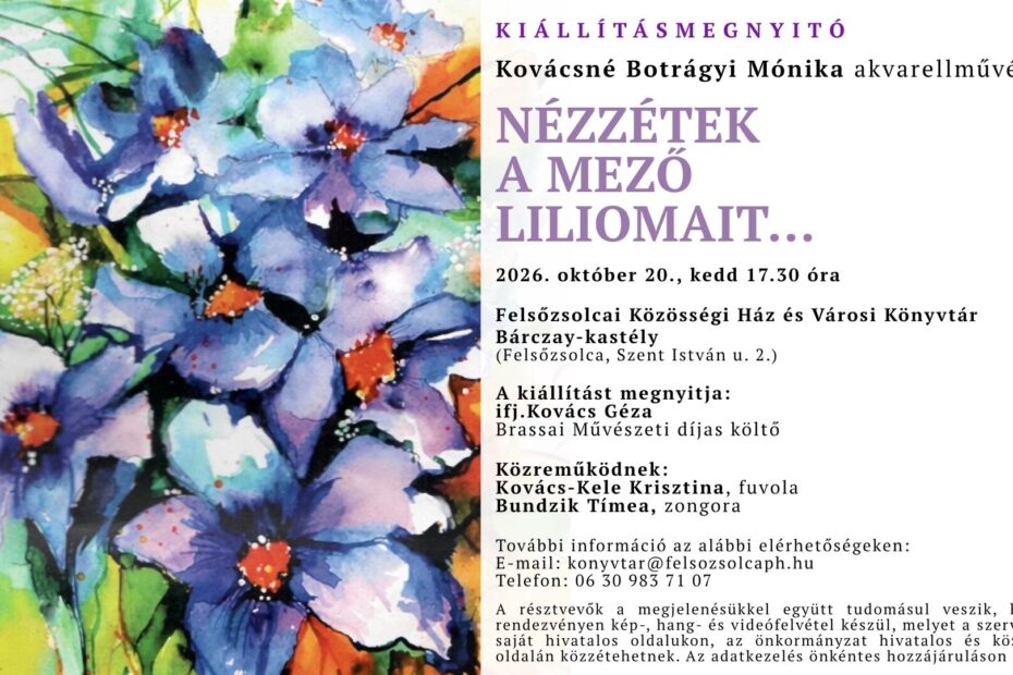Akvarellkiállítás nyílik a Bárczay-kastélyban