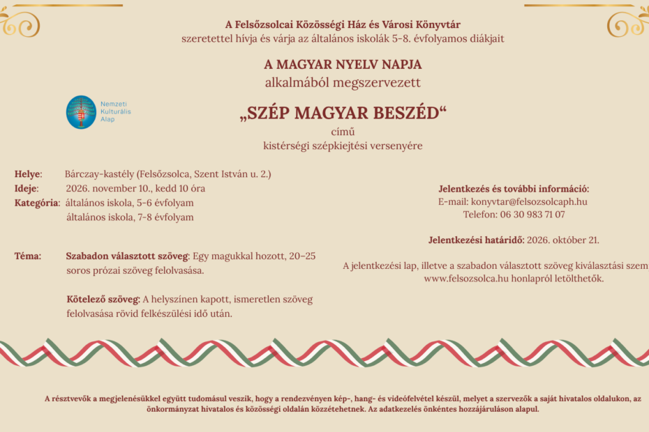 Szép Magyar Beszéd – kistérségi szépkiejtési verseny a Bárczay-kastélyban